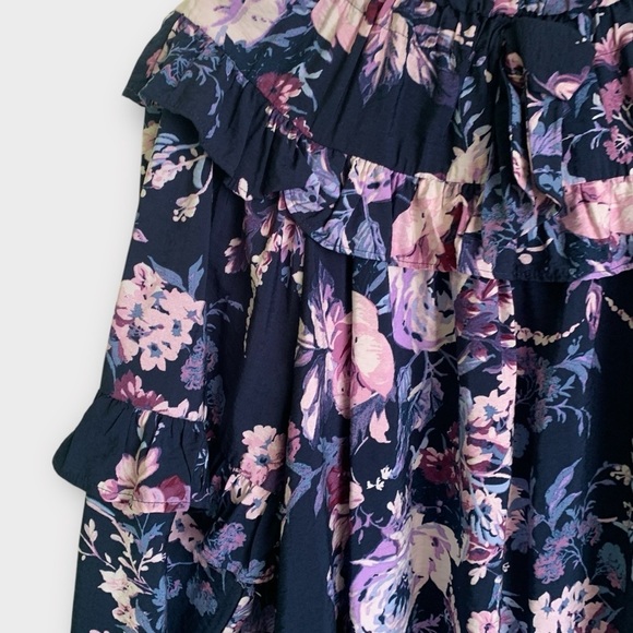 Cupio Floral Print  Ruffle Front Peasant Blouse - Picture 3 of 10